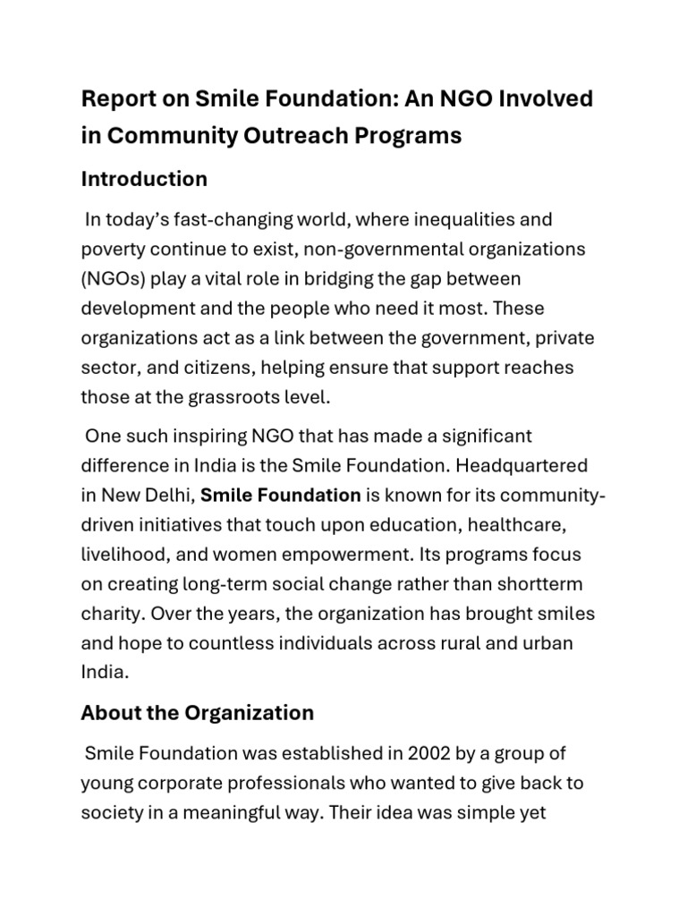 Smile Foundation: Impactful NGO Initiatives | PDF | Non Governmental ...