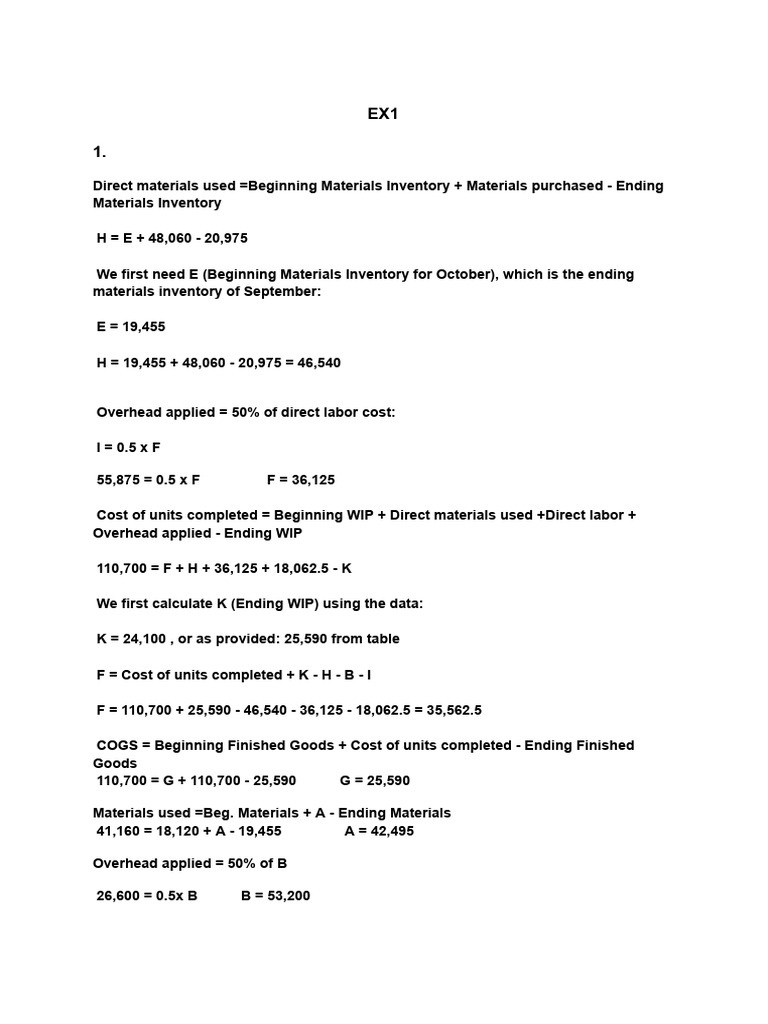 EX1 | PDF | Inventory | Production And Manufacturing