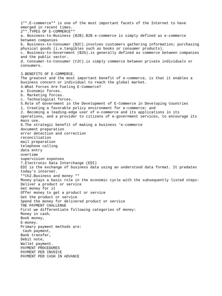 Types and Benefits of E-Commerce | PDF