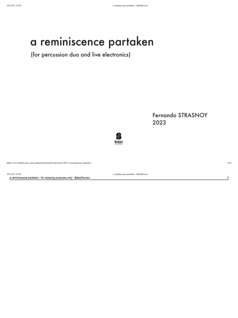 F. Strasnoy - A Reminiscence Partaken | PDF