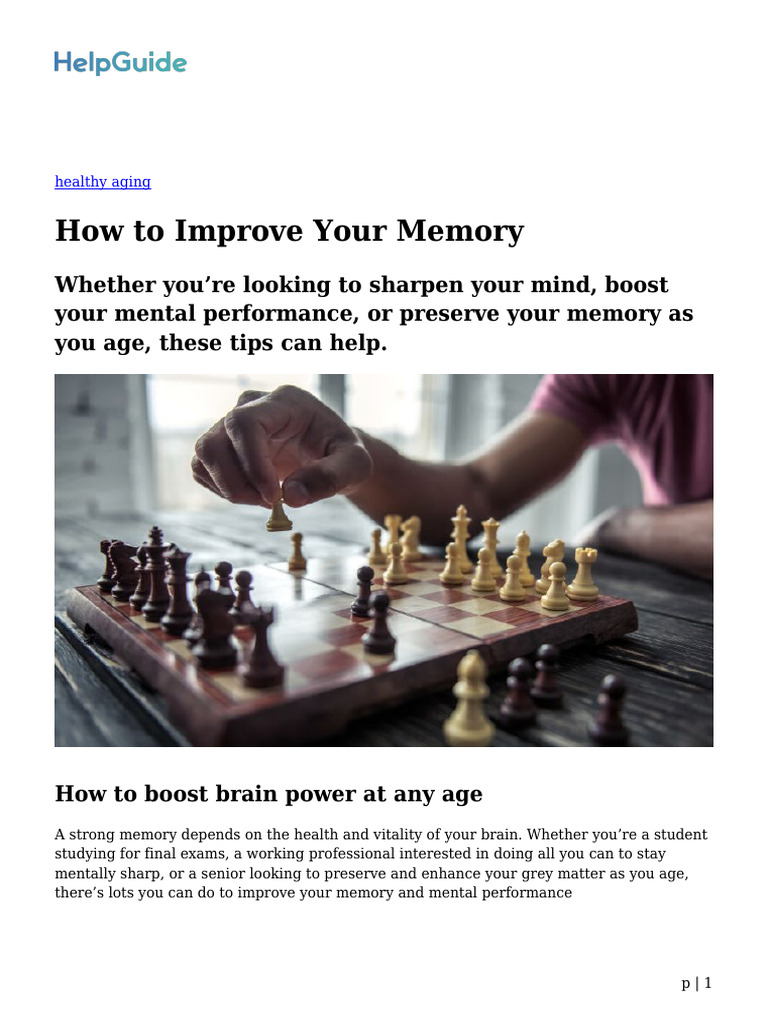How To Improve Your Memory | PDF | Sleep | Memory