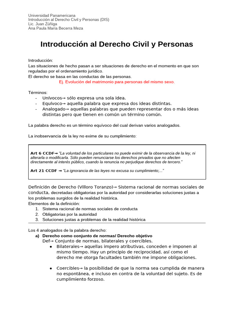Introducción al Derecho Civil y Personas | PDF | Caso de ley | Propiedad