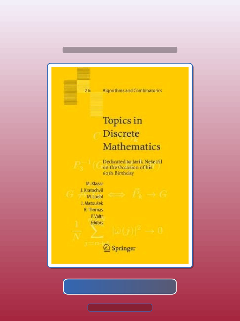 Test Bank For Topics in Discrete Mathematics Dedicated To Jarik Neetil ...