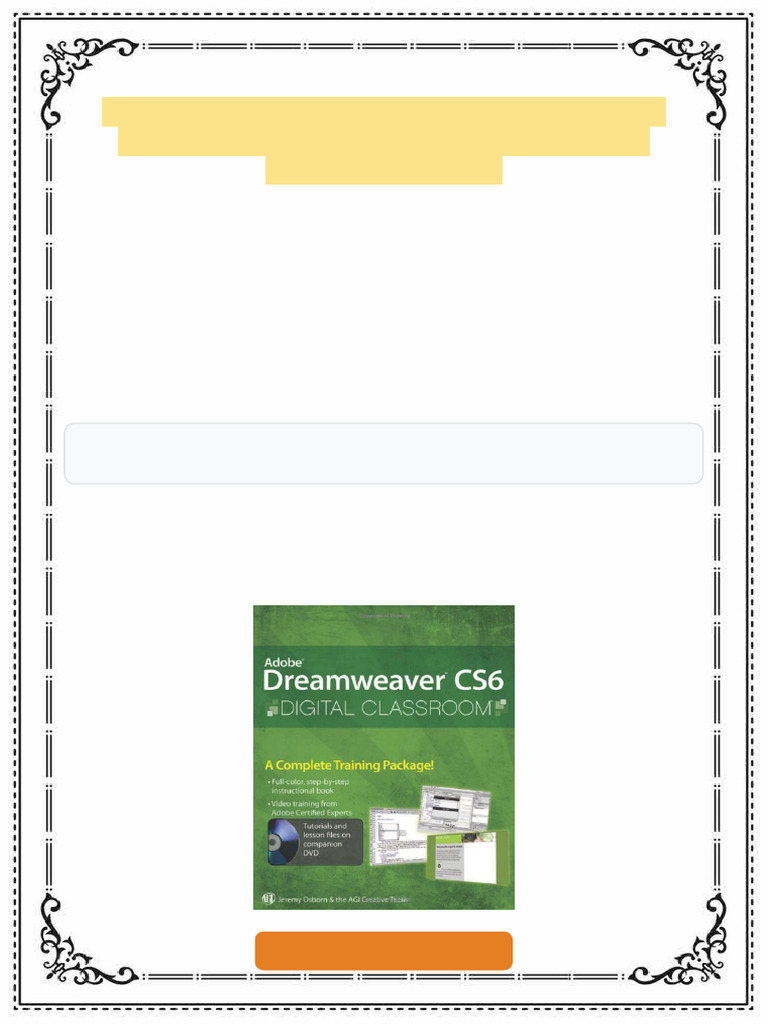Adobe Dreamweaver CS6 Digital Classroom 1st Edition Jeremy Osborn Ebook New Digital File | PDF ...