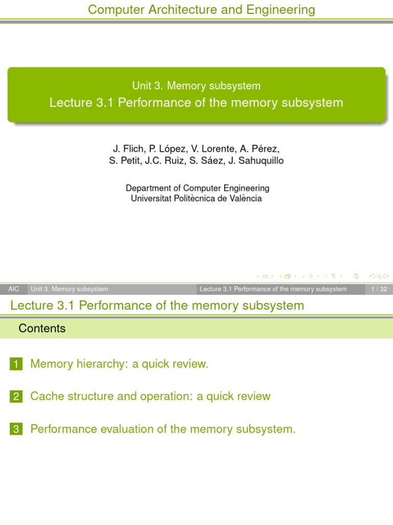 Memory Subsystem Performance Overview | PDF | Cpu Cache | Cache (Computing)