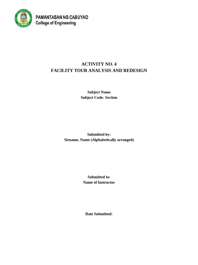Facility Tour Analysis and Redesign Guide | PDF | Operations Management ...