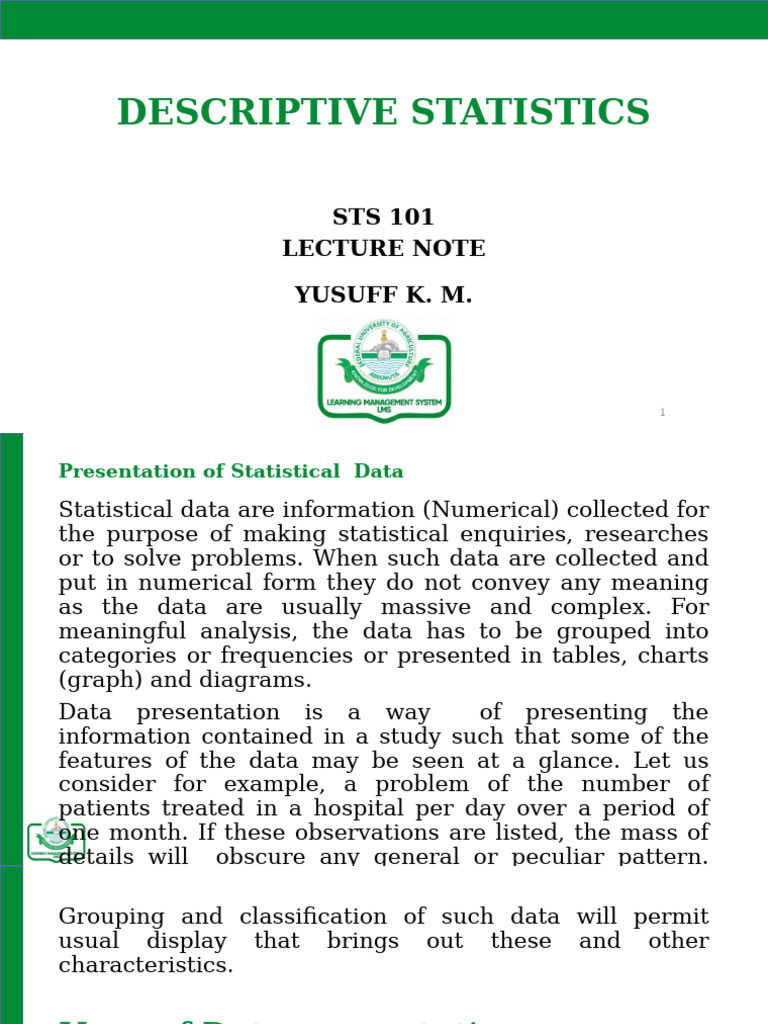 STS 101 (TWO) VL_Training_Lecturers | PDF | Data | Statistics