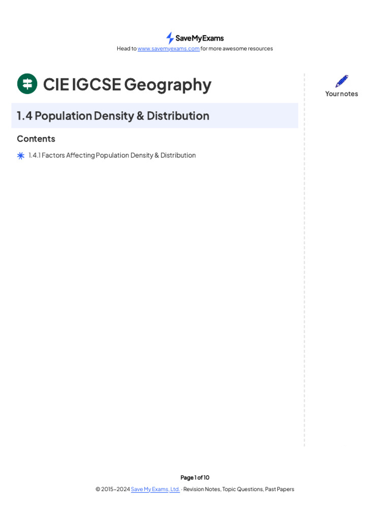Population Density & Distribution 1 | PDF | Water | Population Density