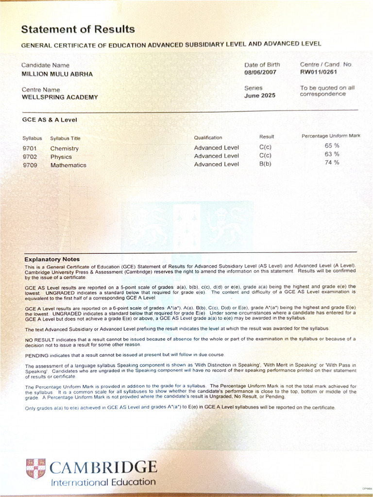 A Level Results | PDF