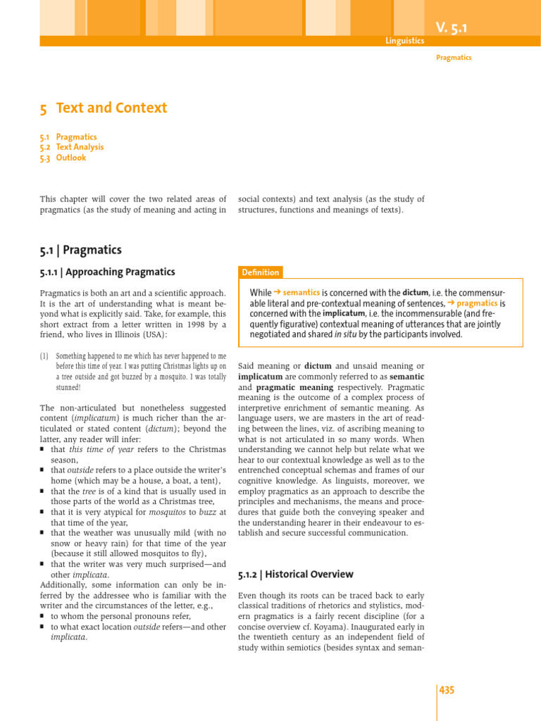 Understanding Pragmatics and Text Analysis | PDF | Semantics | Linguistics