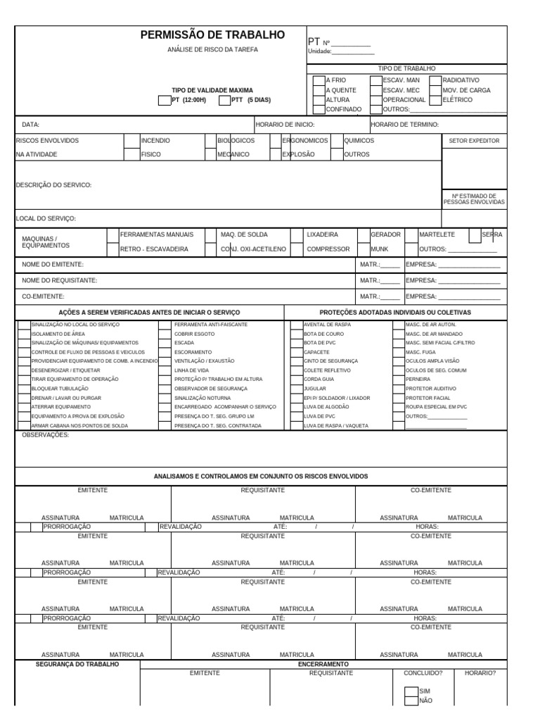 Permissão de Trabalho e Análise de Risco | PDF