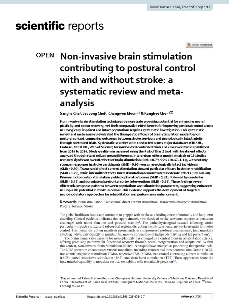 Non-Invasive Brain Stimulation Contributing To Postural Control With ...