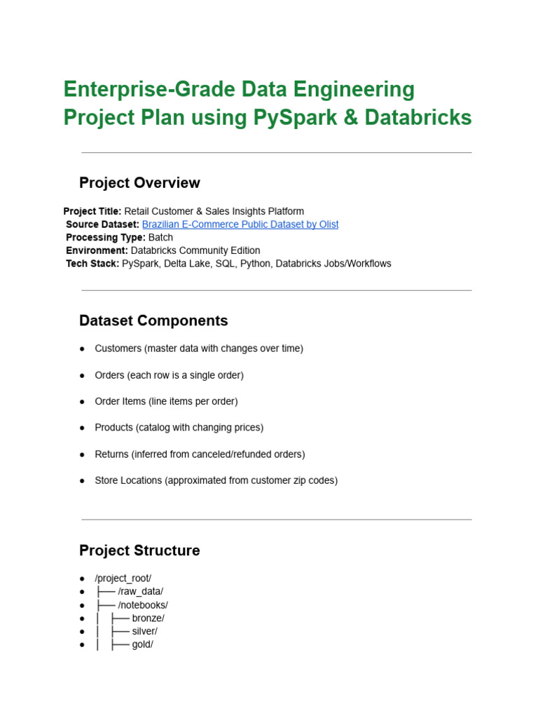Retail Insights Platform Project Plan | PDF | Apache Spark | Metadata