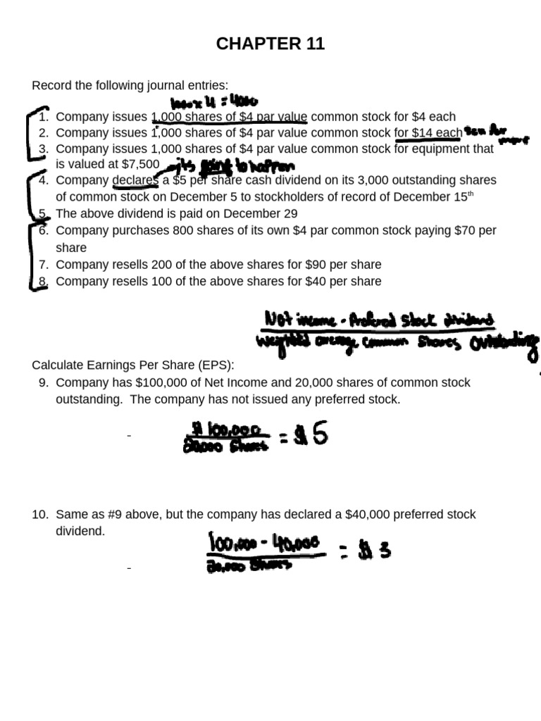Journal Entries and EPS Calculation Guide | PDF