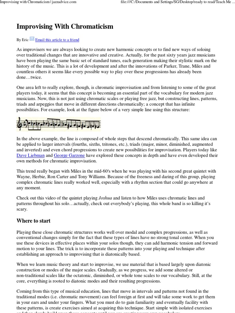Improvising With Chromaticism | PDF | Chord (Music) | Harmony