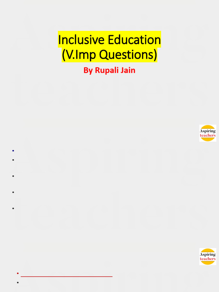 Inclusive Education PDF Only Questions - 893d70a0 0b23 482a A256 ...