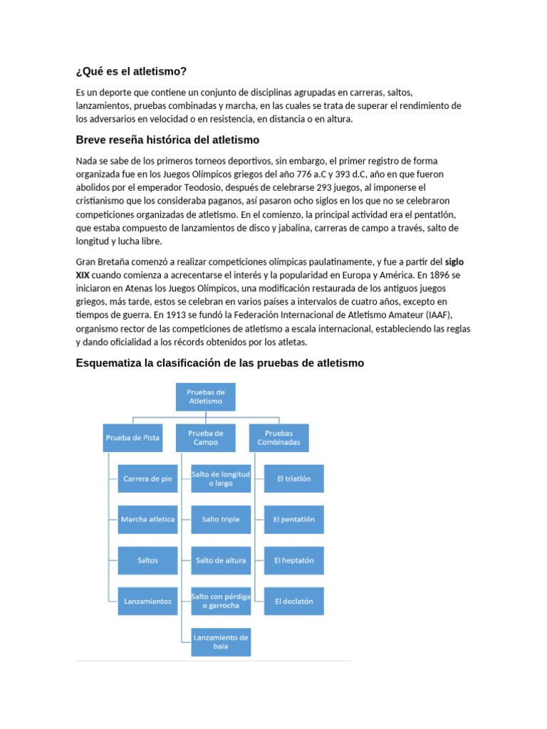 Introducción al Atletismo y sus Pruebas | PDF | Deporte del atletismo