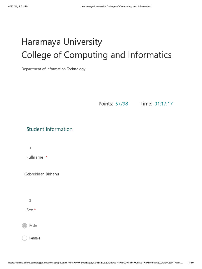 Haramaya University College of Computing and Informatics | PDF ...