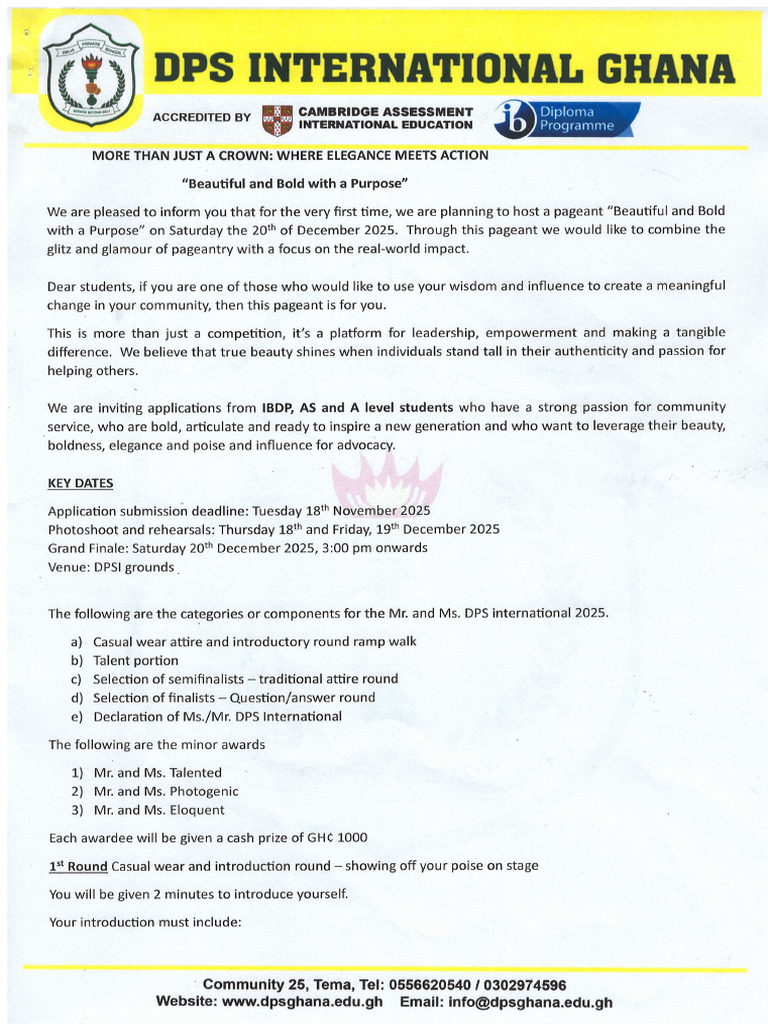 DPS International Pageant 2025 Details | PDF | Physical Attractiveness ...