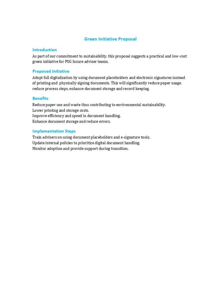 Green Initiative Proposal | PDF