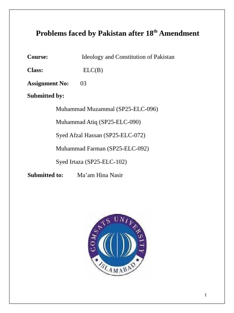 Problems Faced by Pakistan After 18th Amendment | PDF | Khyber ...