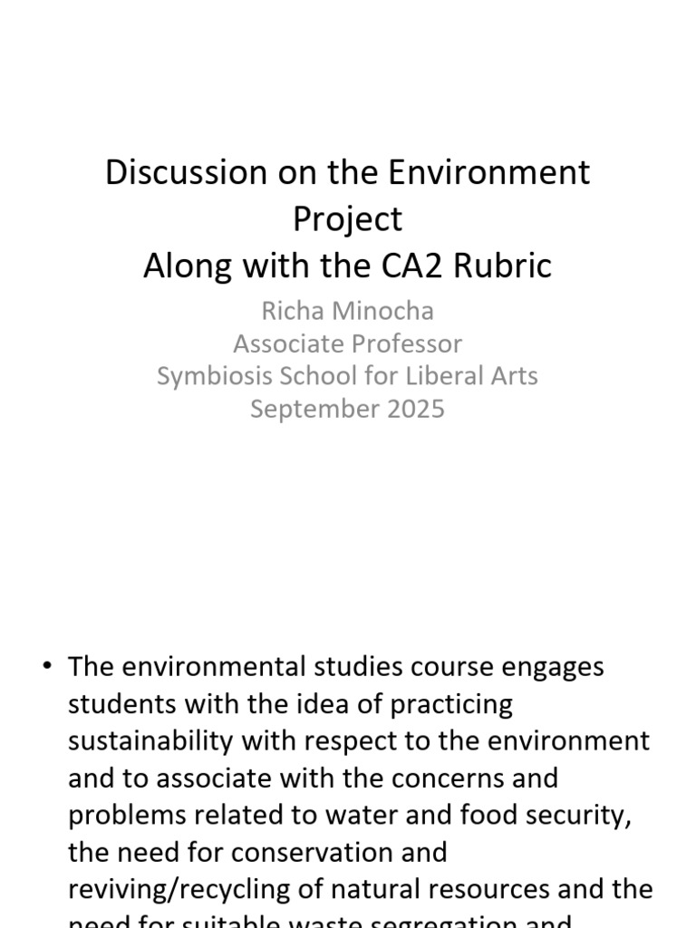 Environment Project Presentation and Rubric For CA2 - 2025 | PDF ...