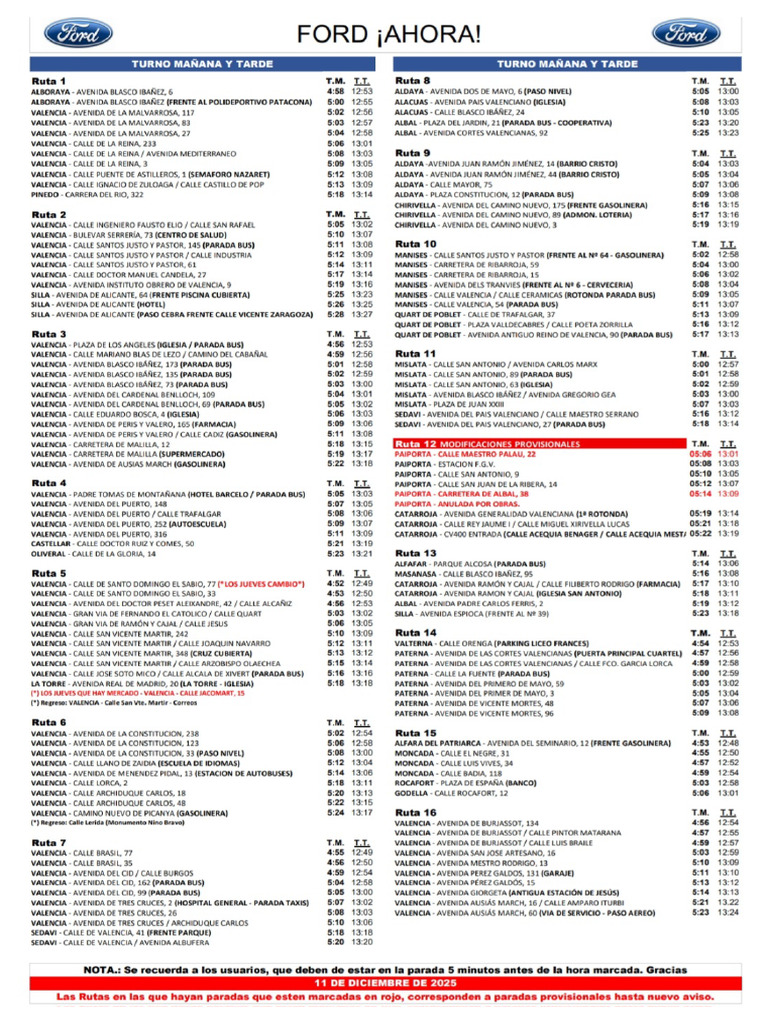 Rutes Normals 11-12-2025 | PDF