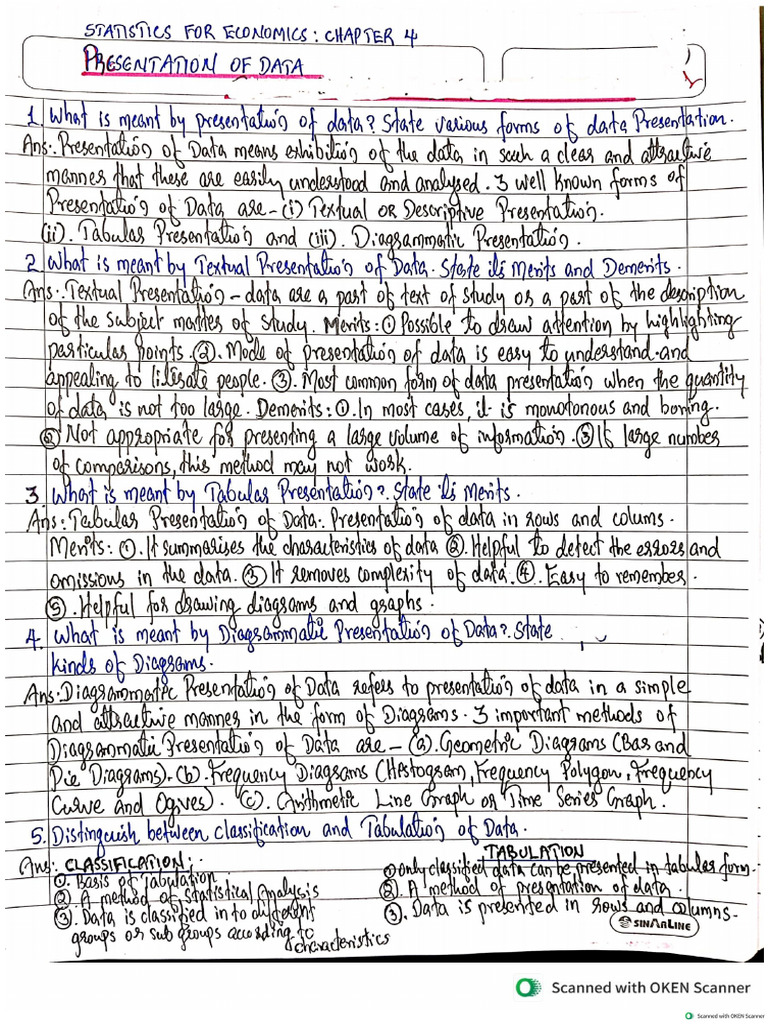 Statistics Chapter.4.Presentation of Data | PDF
