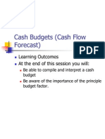 Cash Budgets (Cash Flow Forecast)
