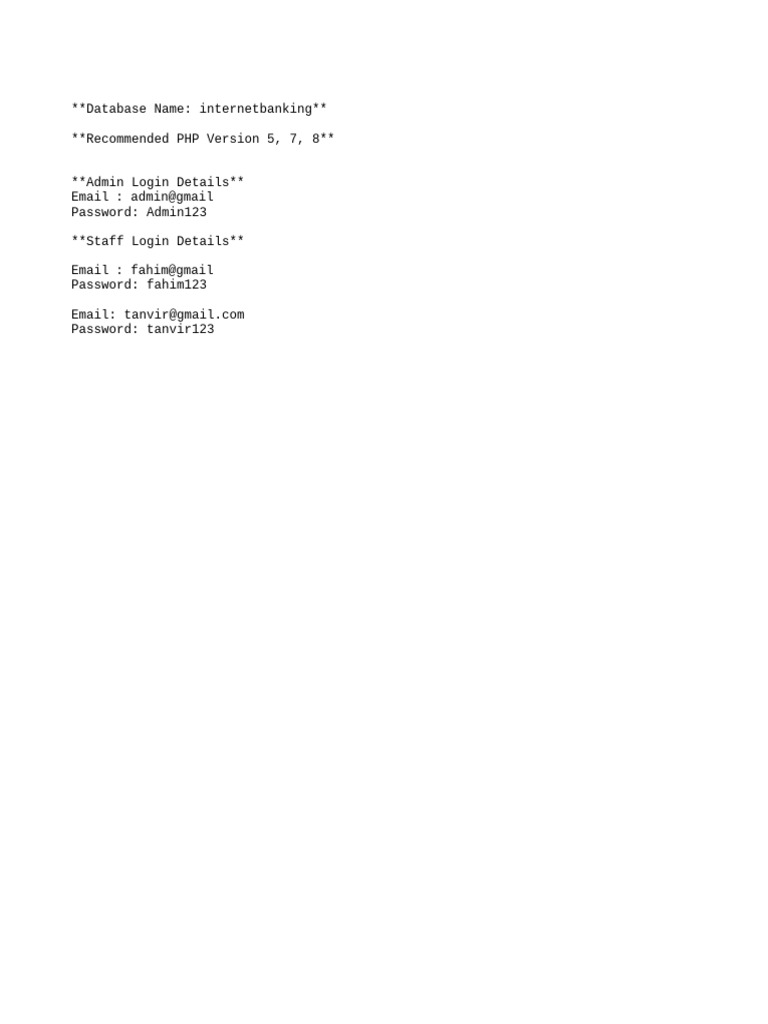 01 Login Details & Project Info | PDF