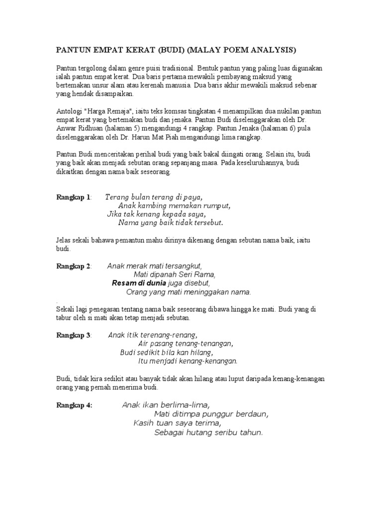 Pantun Empat Kerat Pdf