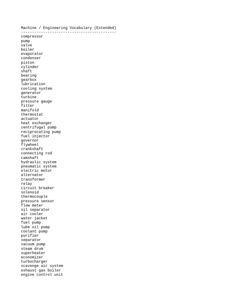 Machine Vocab Long | PDF