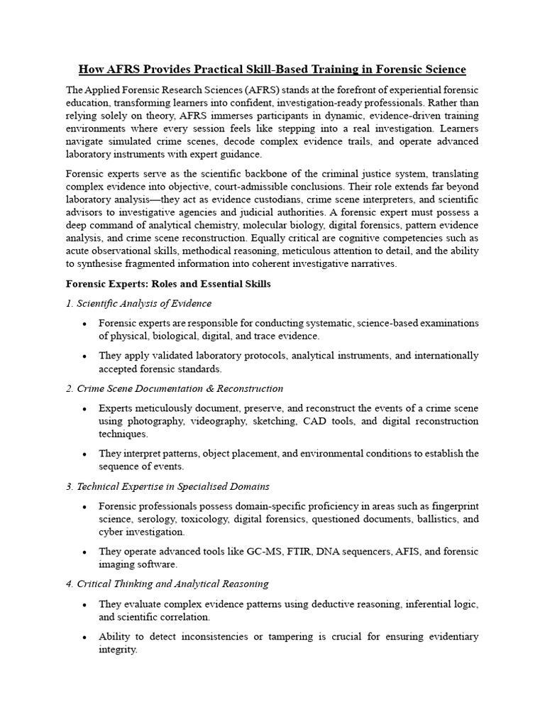 How AFRS Provides Practical Skill | PDF | Forensic Science | Crime Scene