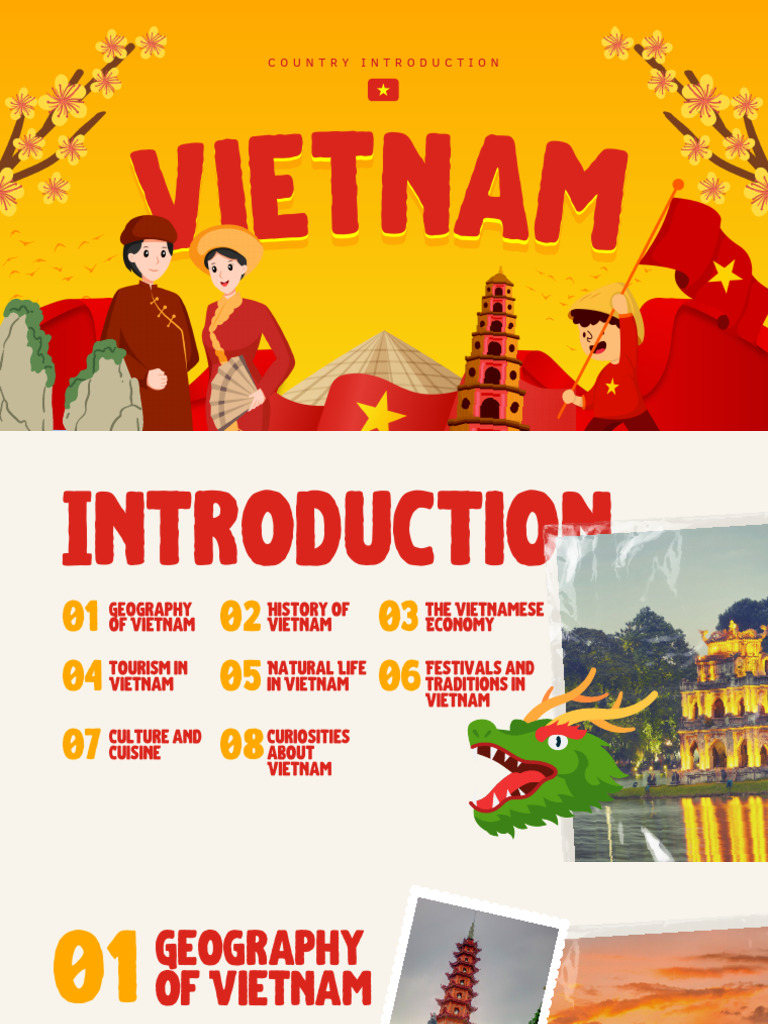 Vietnam Introduction Presentation in Red and Yellow Informative Style ...