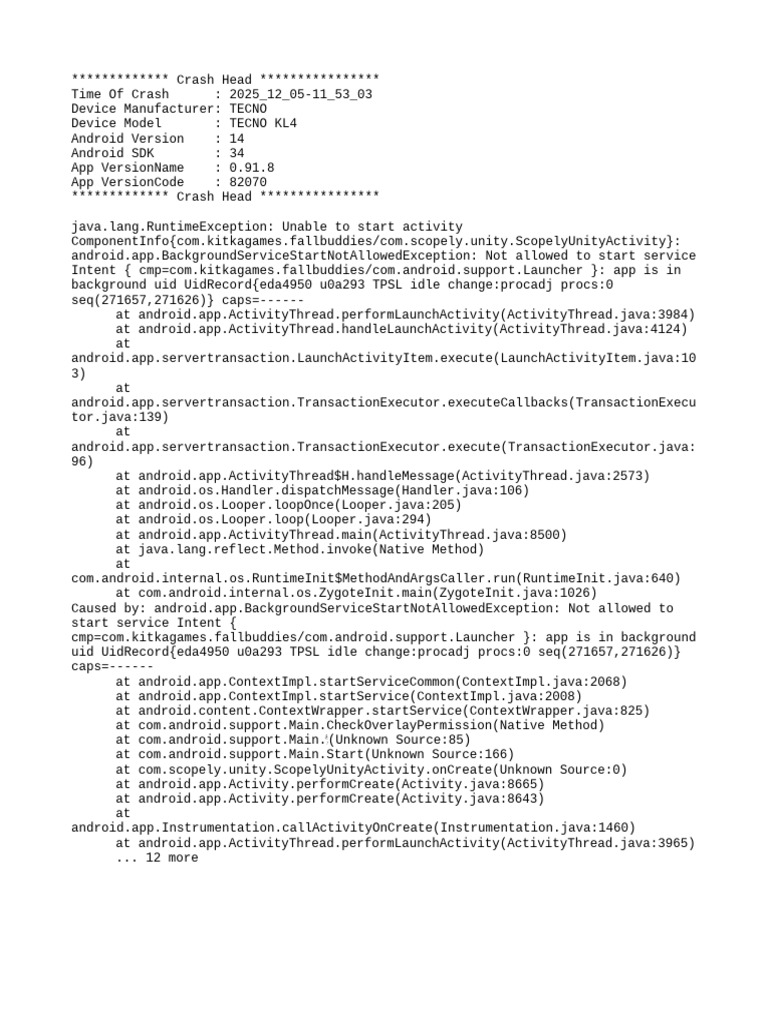 TECNO KL4 Crash Report Analysis | PDF | Java (Programming Language ...