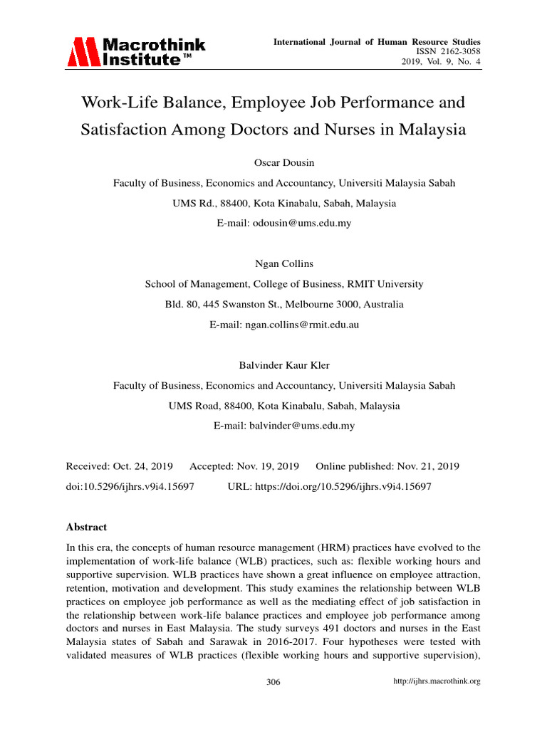Work Life Balance Employee Job Performan (1) | PDF | Survey Methodology ...