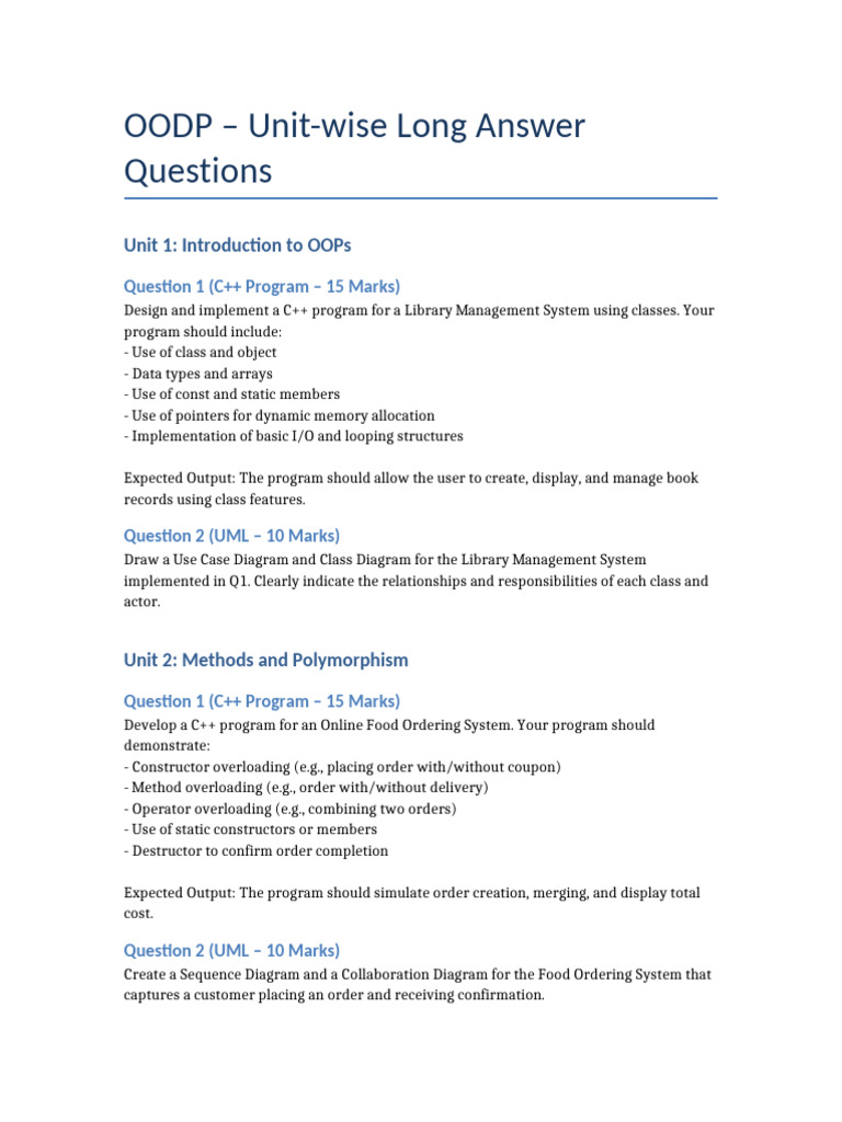 OOPs C++ Projects and UML Diagrams | PDF | C++ | Class (Computer ...