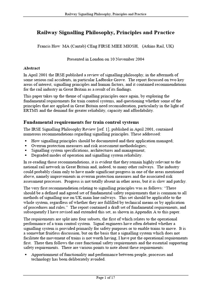 Railway Signalling Principles Overview | PDF | Reliability Engineering ...