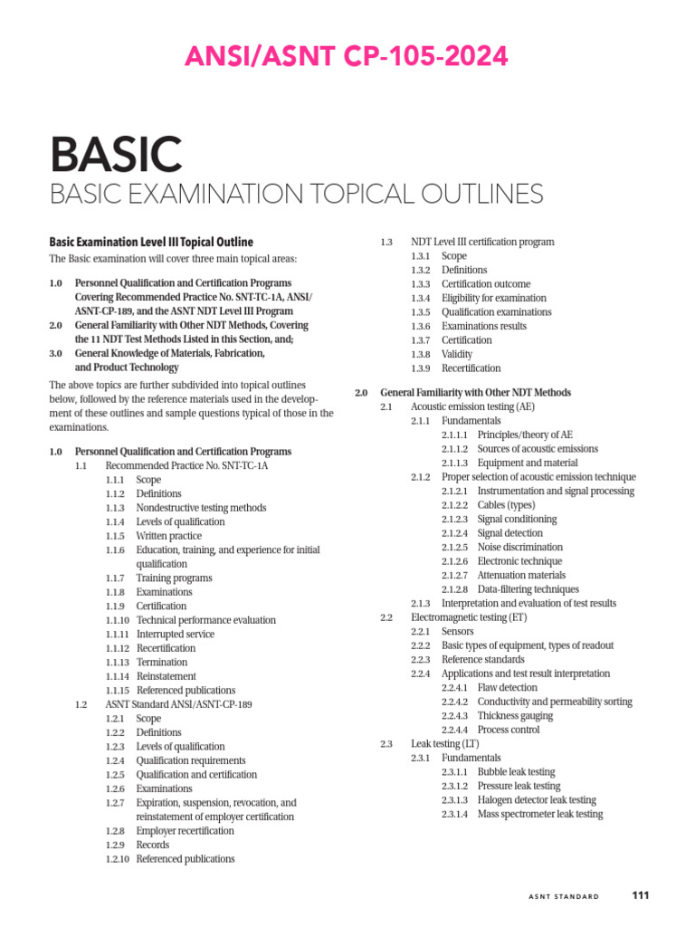 NDT Level III Exam Outline Guide | PDF | Nondestructive Testing | Infrared