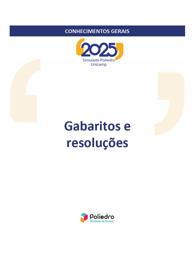 Simulado Poliedro Unicamp 2025: Gabaritos | PDF | Combustíveis fósseis ...