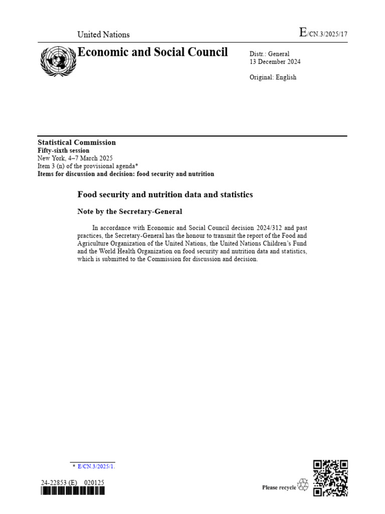 2025 17 FoodSecurityNutrition E | PDF | Food Security | Food And ...