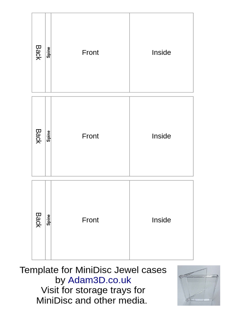 MiniDisc Jewel Case Template Guide | PDF