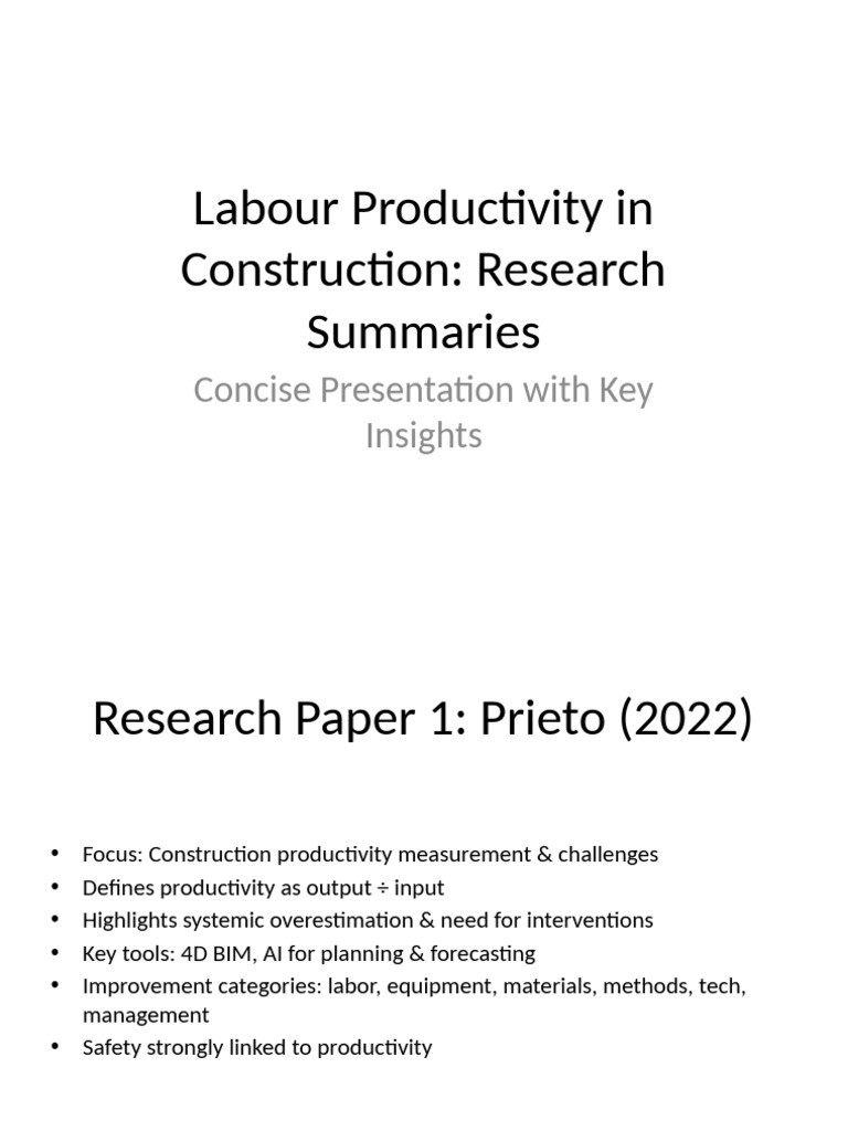 Construction Labour Productivity Insights | PDF | Workforce ...