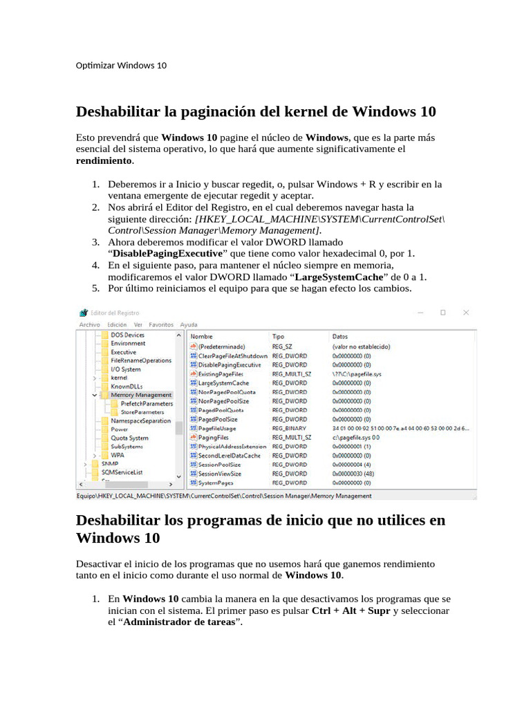 Mejora el rendimiento de Windows 10 | PDF | Windows 10 | Microsoft Windows