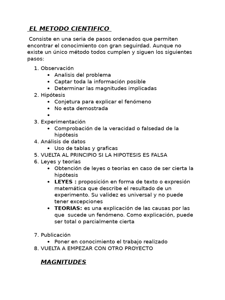 Apuntes Tema 1 Fyq | PDF | Medición | Hipótesis