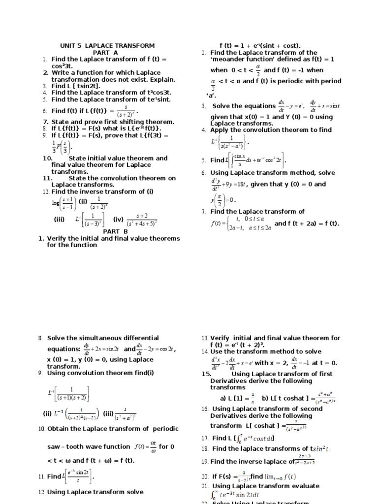 Laplace Transform Theorems and Applications | PDF | Laplace Transform ...