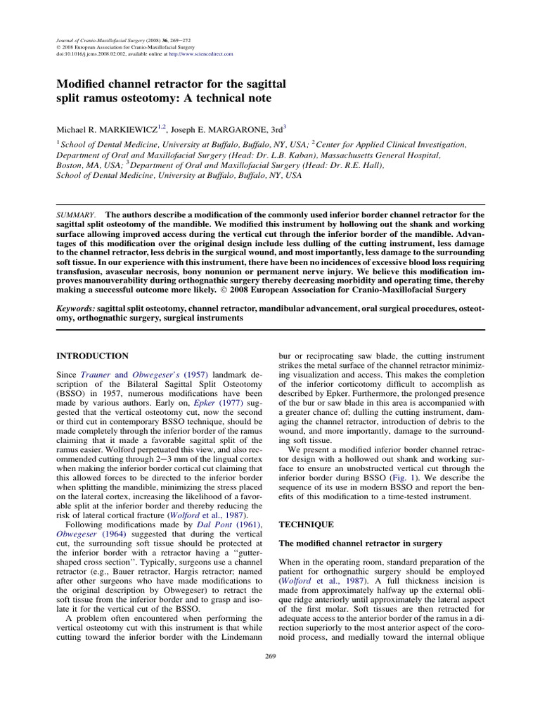 Modified Channel Retractor for Osteotomy | PDF | Anatomical Terms Of ...