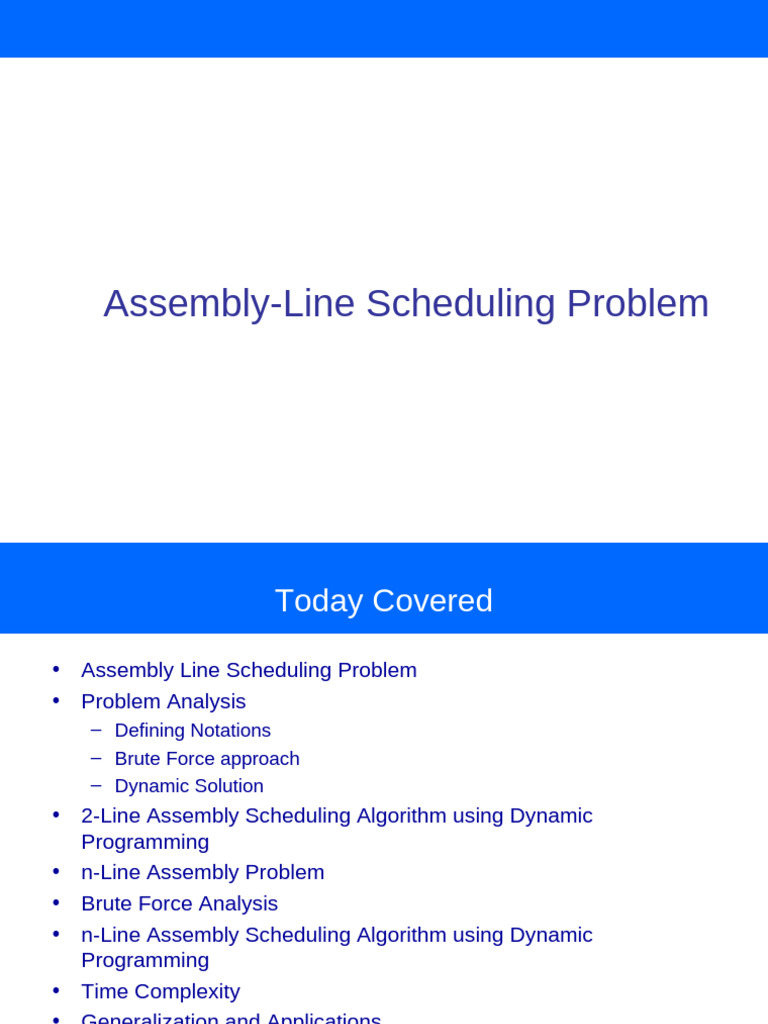 Assembly Line Scheduling Algorithms Explained | PDF | Computer ...