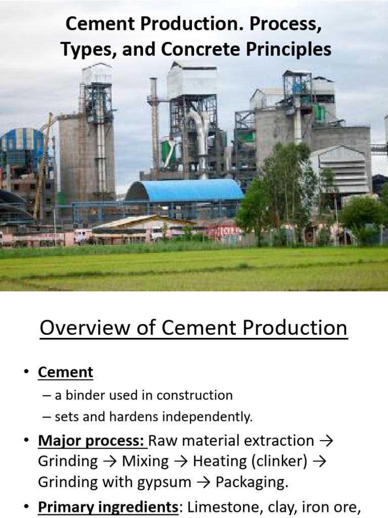Cement Production Process and Types | PDF | Concrete | Cement