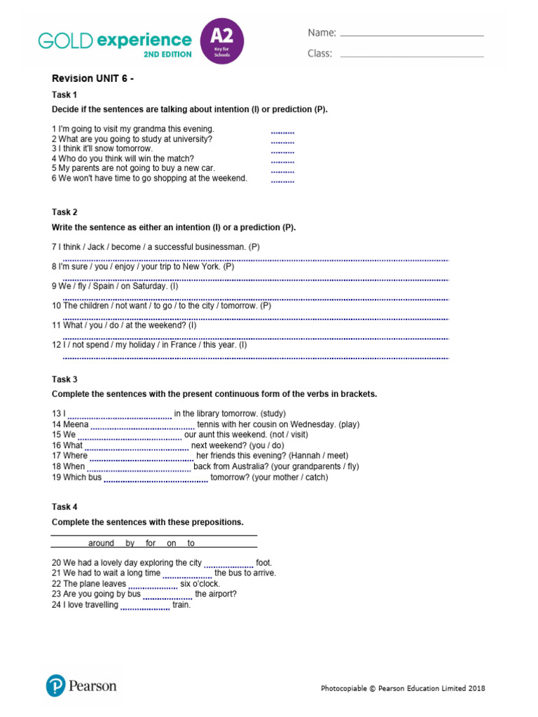Intention vs. Prediction Practice Worksheet | PDF